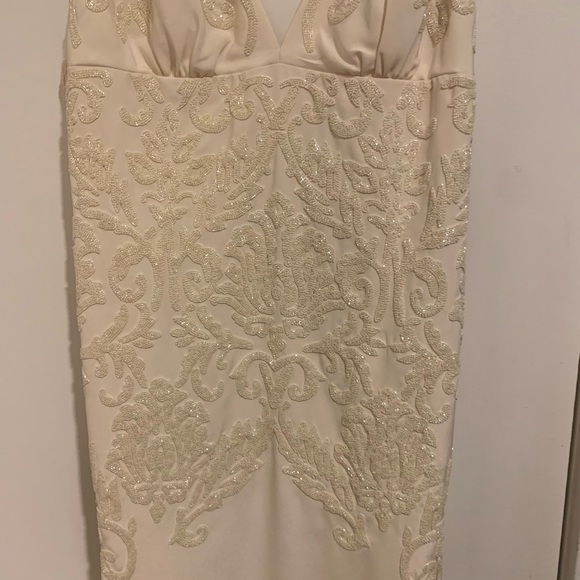 Nicole Miller Annabel Wedding Gown Size 12 Off White Beaded Silk $2k Originally! - Picture 6 of 14